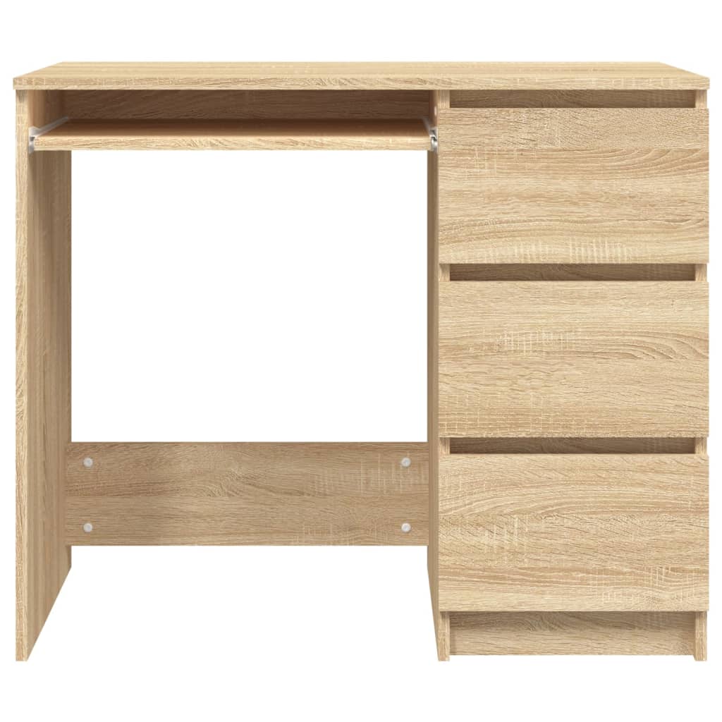 Bureau 90x45x76 cm bewerkt hout eikenkleurig