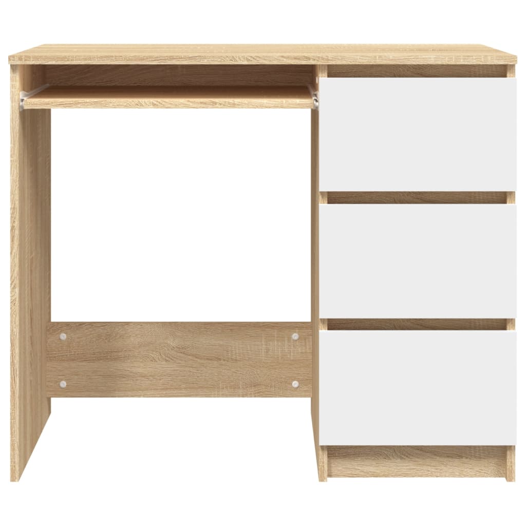 Bureau 90x45x76 cm bewerkt hout eikenkleurig