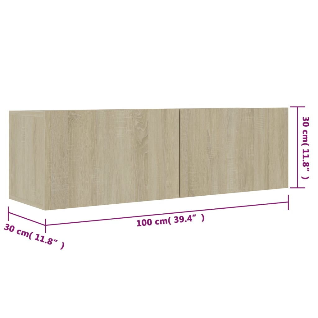 Tv-wandmeubel 120x30x30 cm bewerkt hout bruin eikenkleur