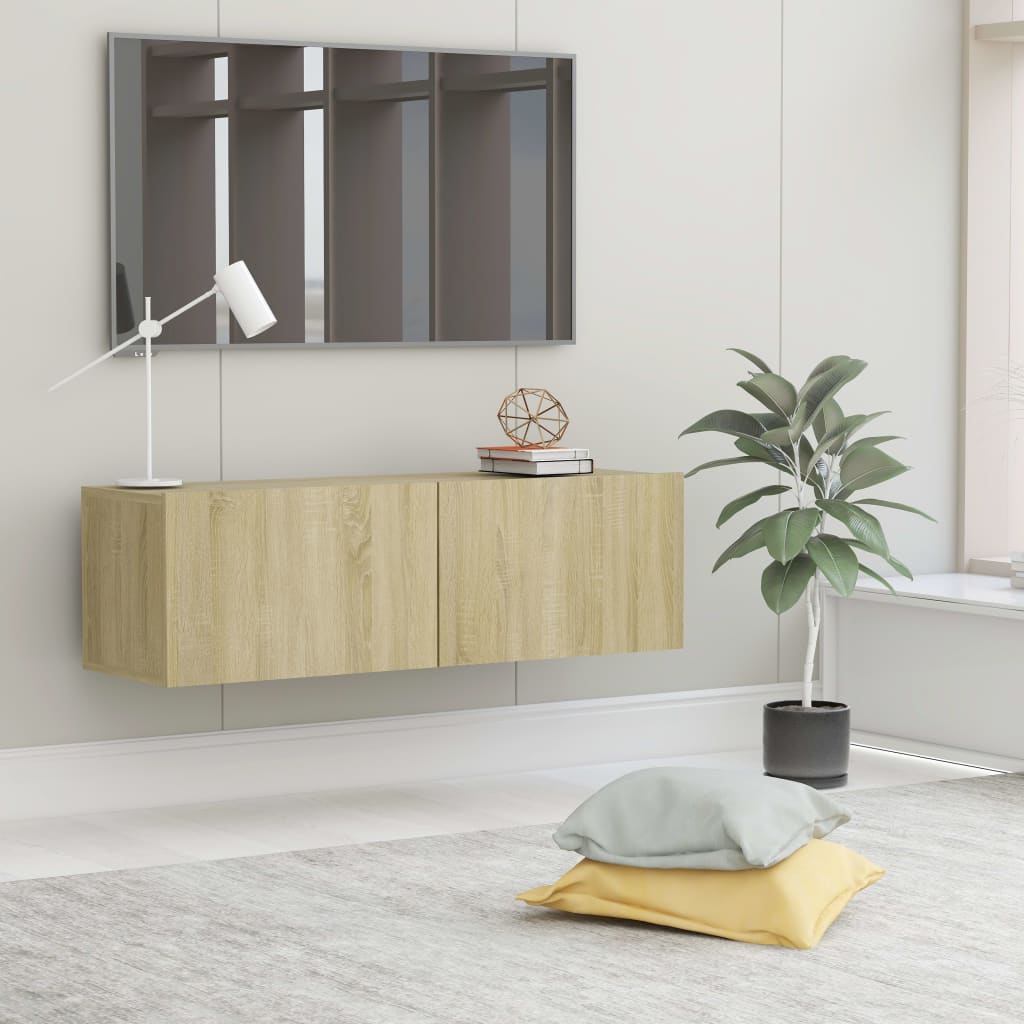 Tv-wandmeubel 120x30x30 cm bewerkt hout bruin eikenkleur