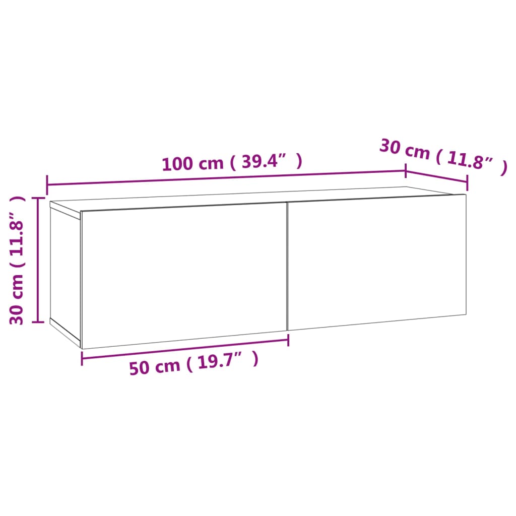 Tv-wandmeubel 120x30x30 cm bewerkt hout bruin eikenkleur