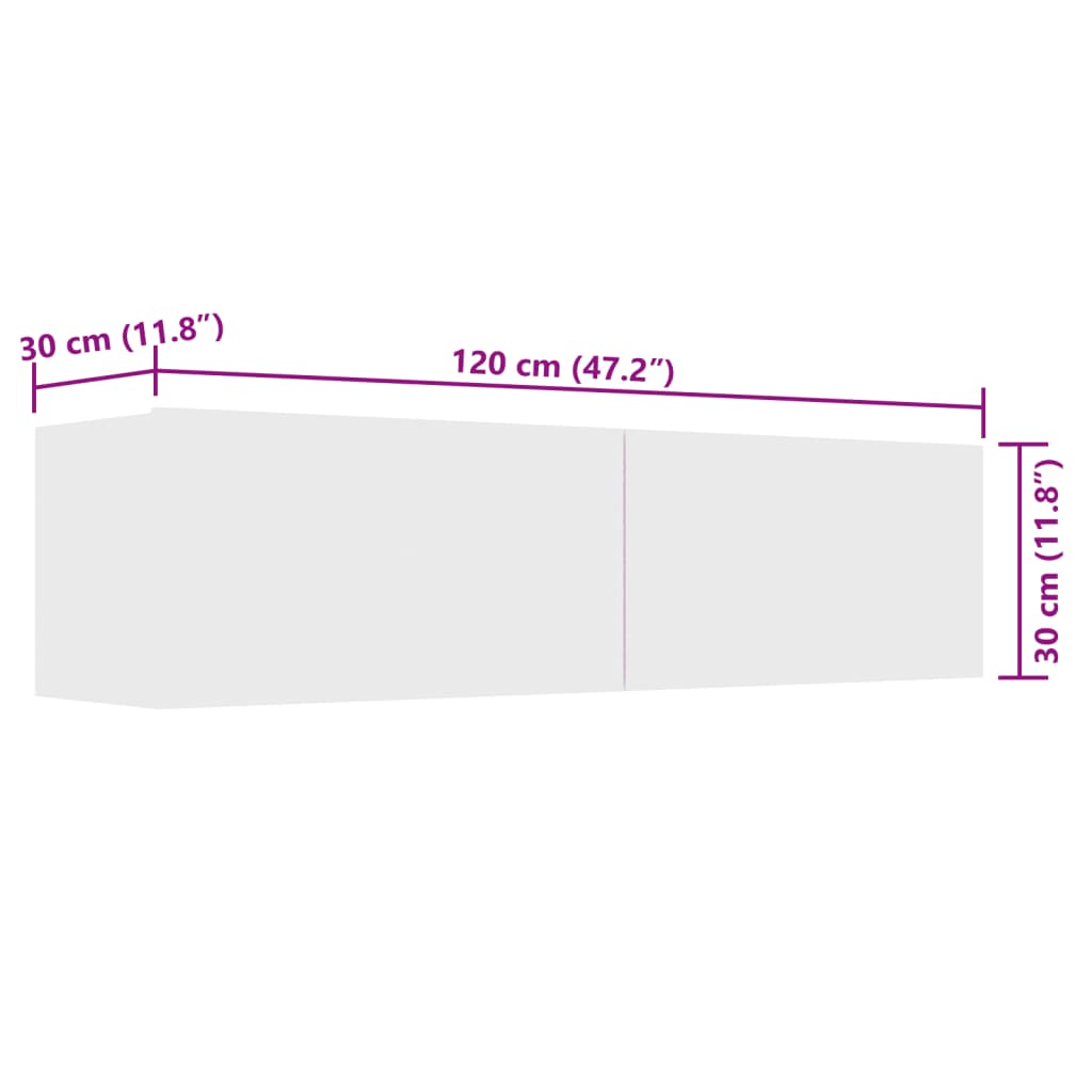 Tv-wandmeubel 120x30x30 cm bewerkt hout bruin eikenkleur