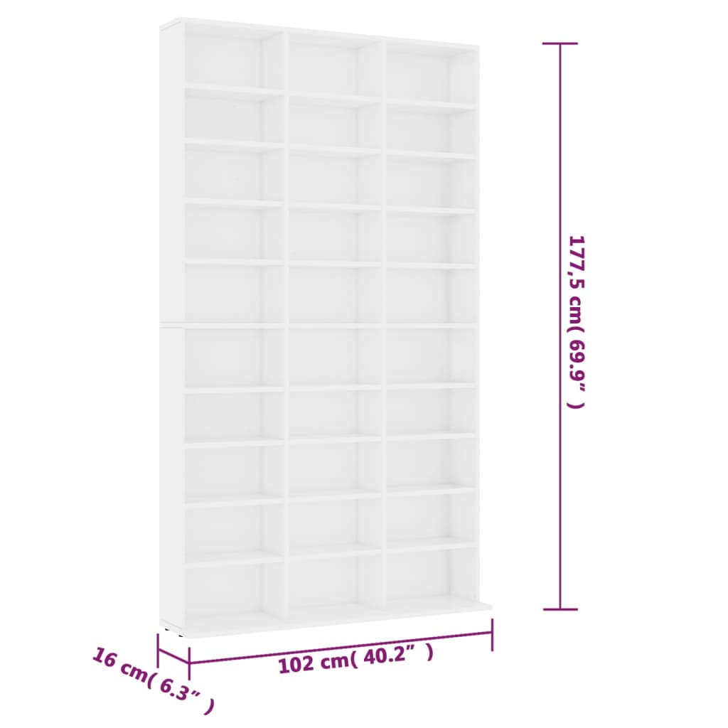 Meuble CD 102x16x177,5 cm bois travaillé