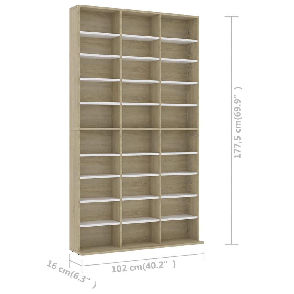 Meuble CD 102x16x177,5 cm bois travaillé