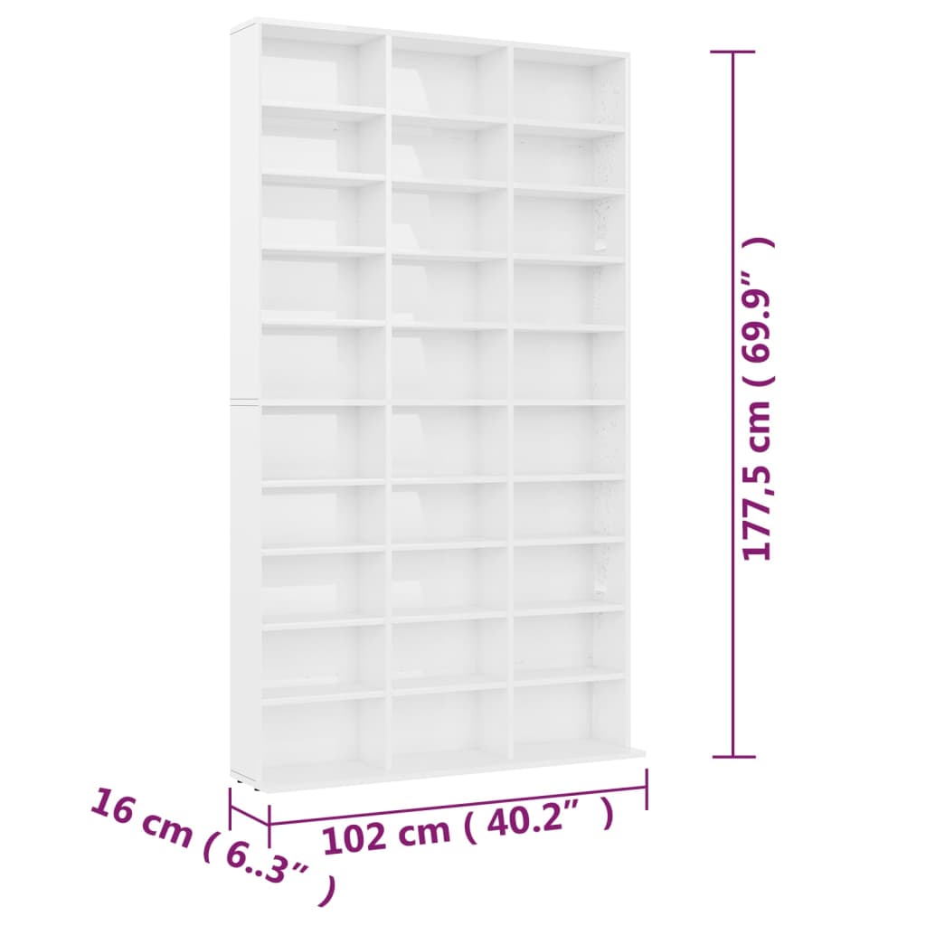 Meuble CD 102x16x177,5 cm bois travaillé