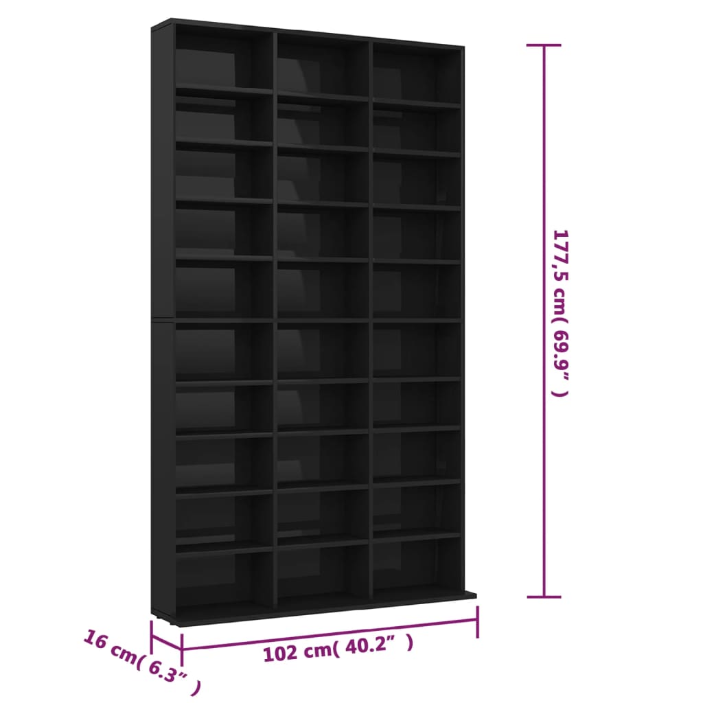 Meuble CD 102x16x177,5 cm bois travaillé