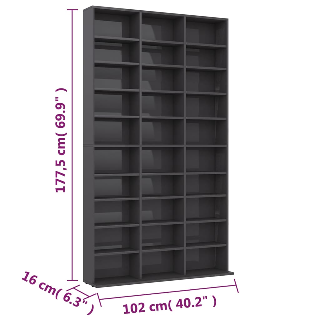 Meuble CD 102x16x177,5 cm bois travaillé