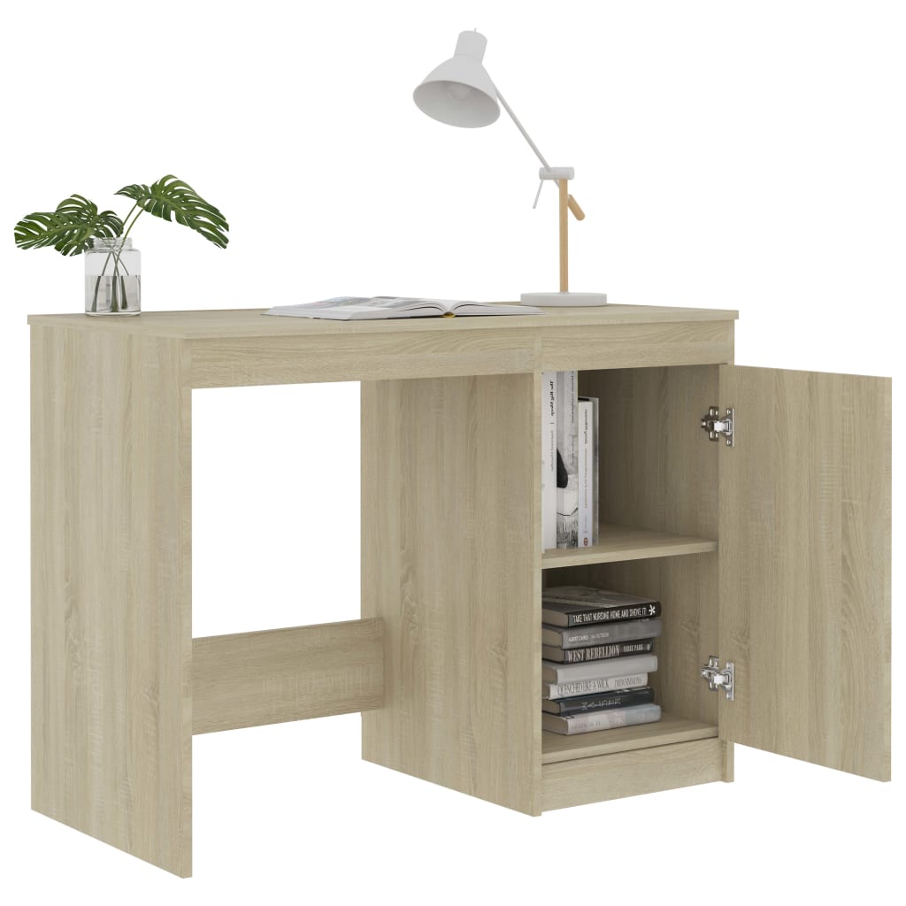 Bureau 100x50x76 cm bewerkt hout eikenkleurig