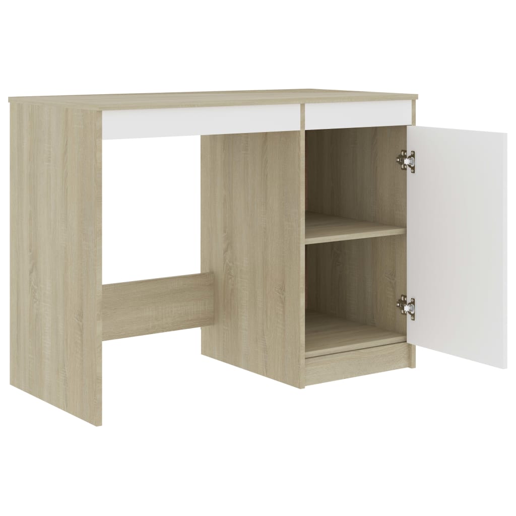 Bureau 100x50x76 cm bewerkt hout eikenkleurig