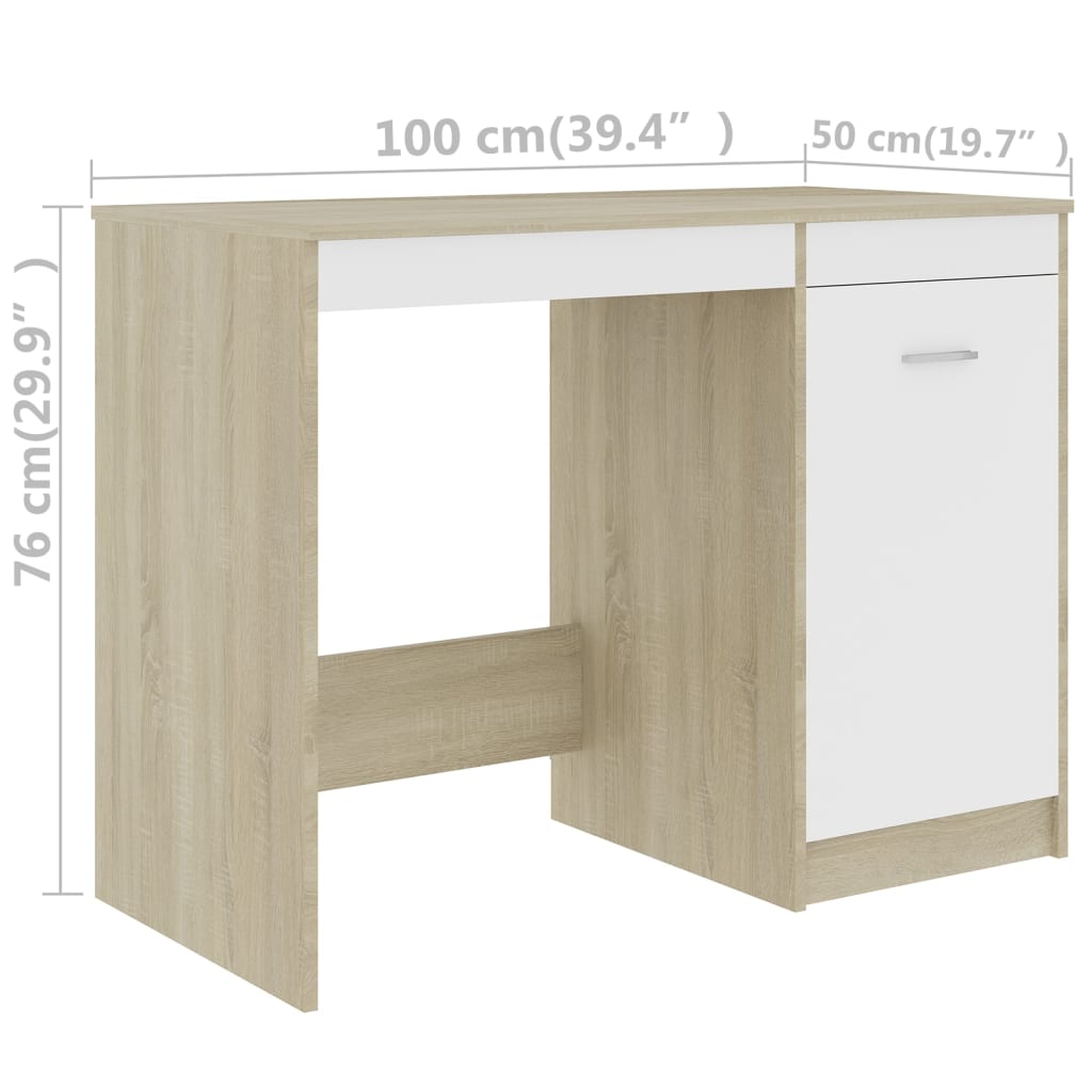 Bureau 100x50x76 cm bewerkt hout eikenkleurig