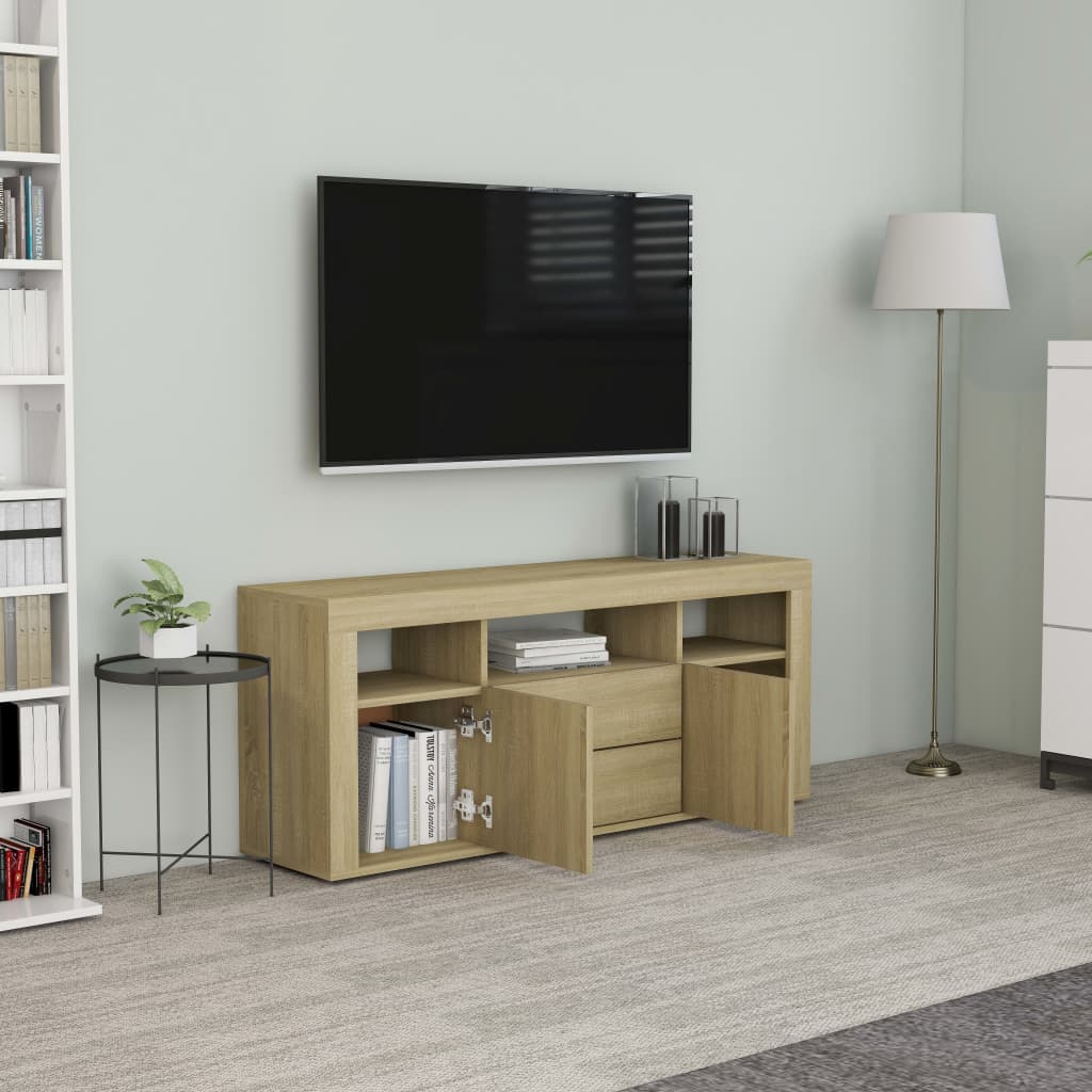 Meuble TV 120x30x50 cm en bois travaillé