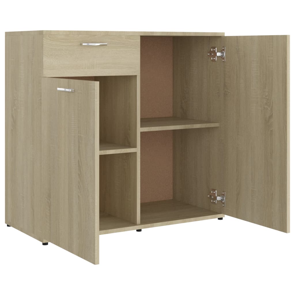 Dressoir 80x36x75 cm bewerkt hout eikenkleurig