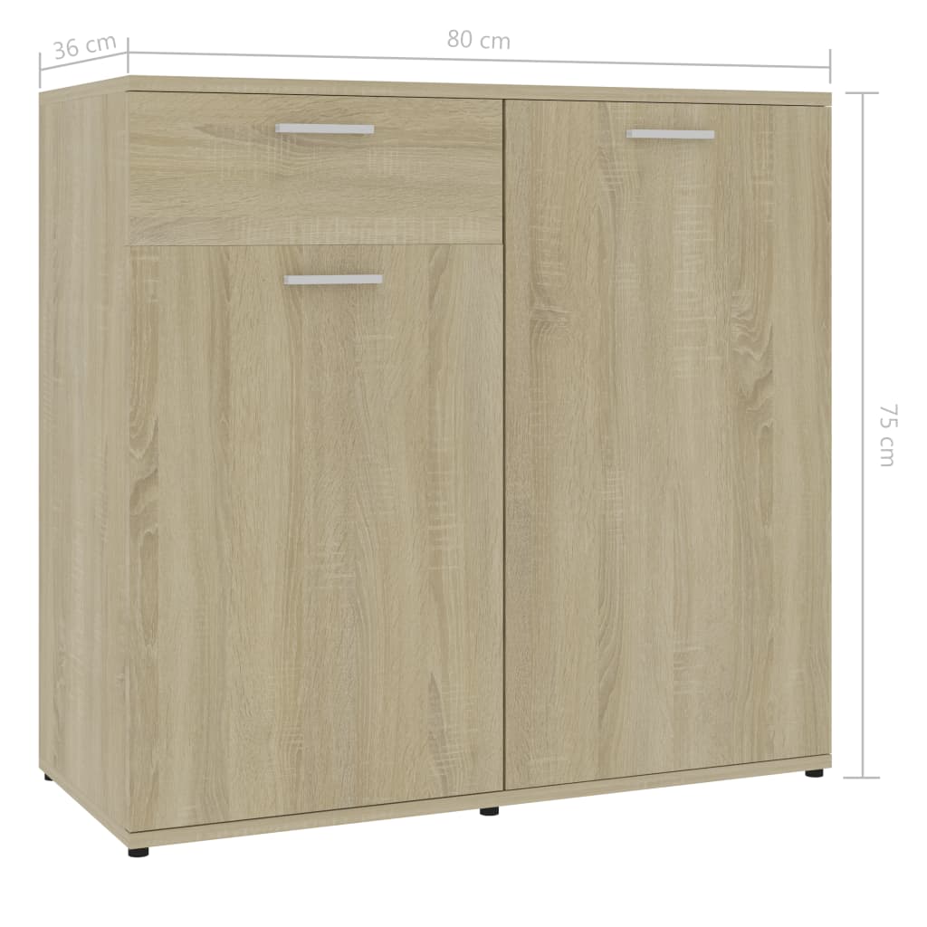 Dressoir 80x36x75 cm bewerkt hout eikenkleurig