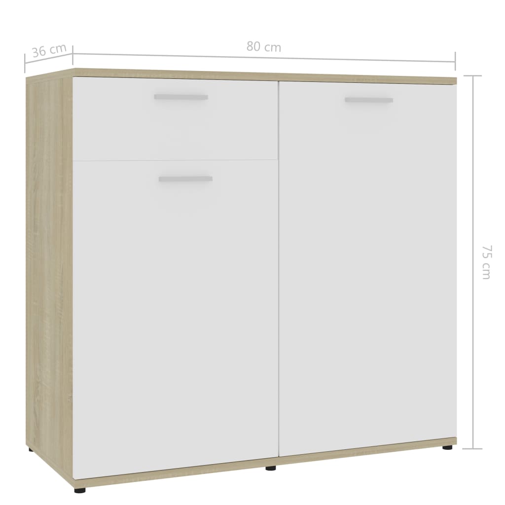 Dressoir 80x36x75 cm bewerkt hout sonoma eikenkleurig