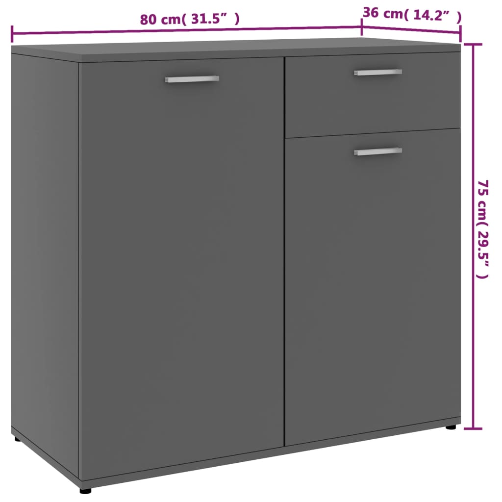 Dressoir 80x36x75 cm bewerkt hout eikenkleurig