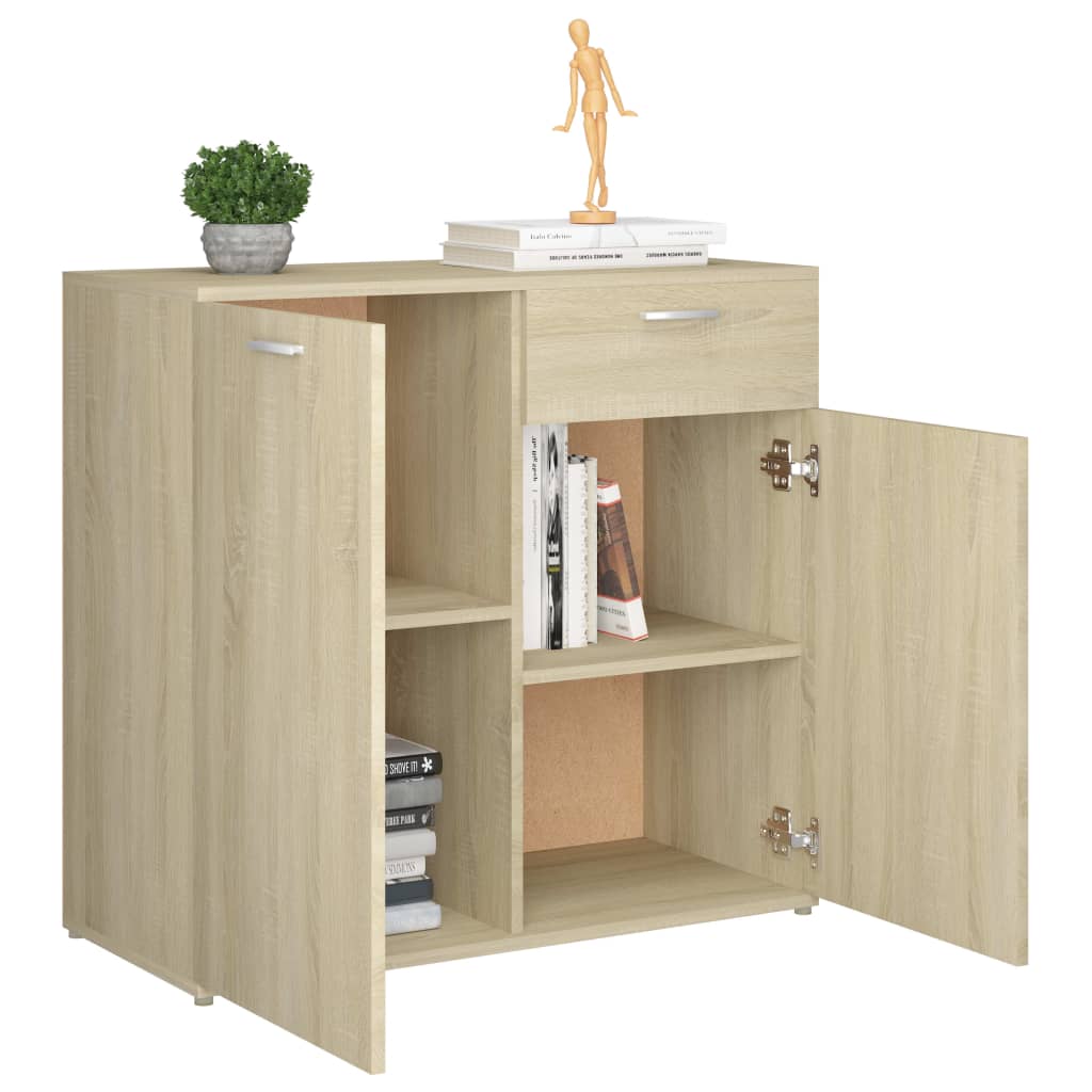 Dressoir 80x36x75 cm bewerkt hout sonoma eikenkleurig