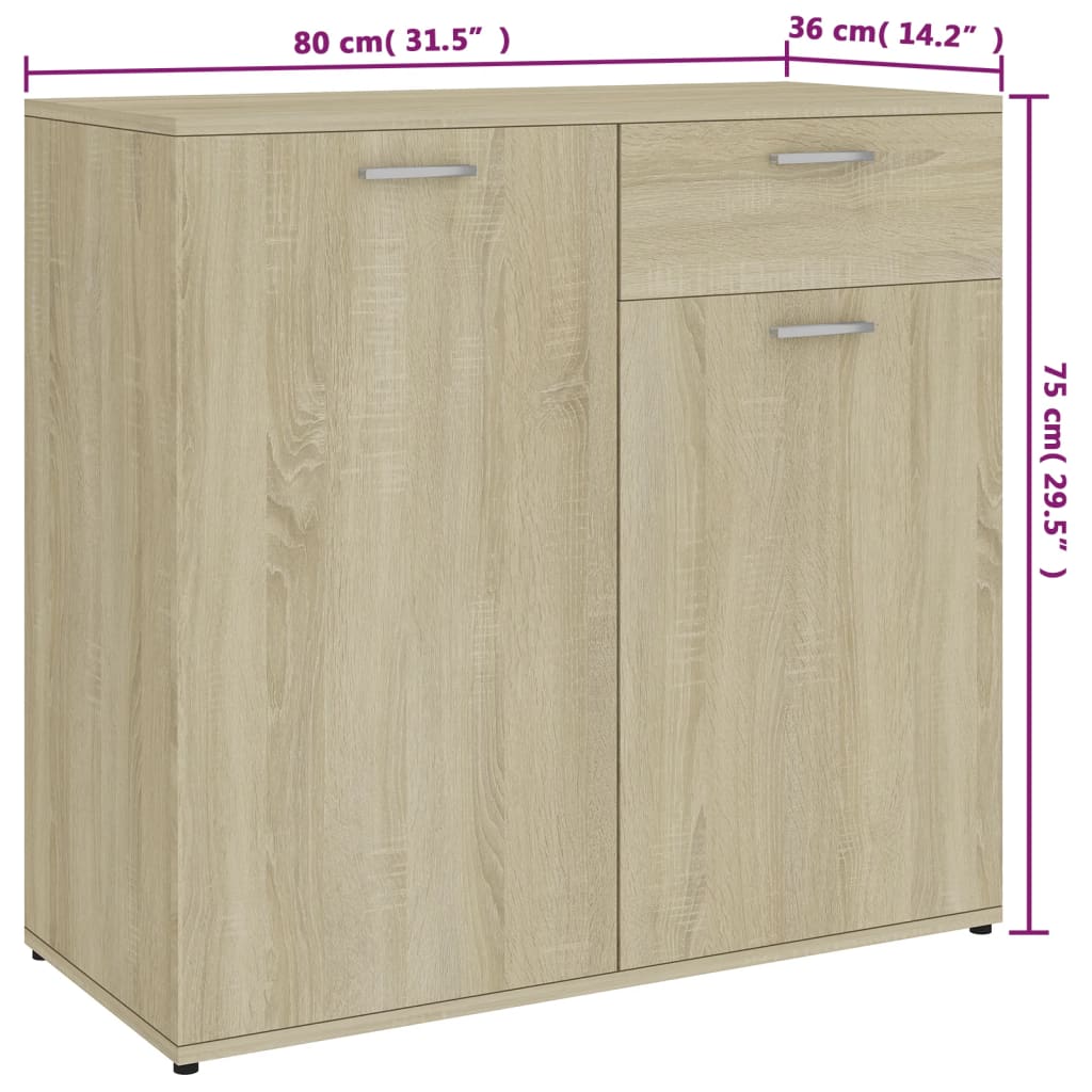 Dressoir 80x36x75 cm bewerkt hout