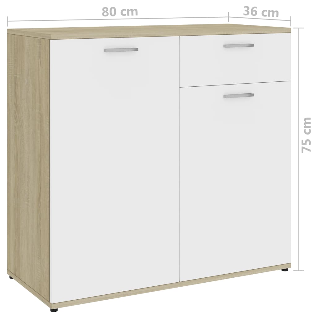 Dressoir 80x36x75 cm bewerkt hout eikenkleurig