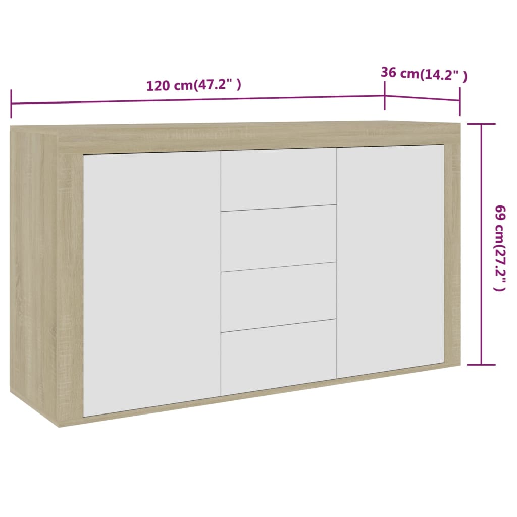 Dressoir 120x36x69 cm bewerkt hout