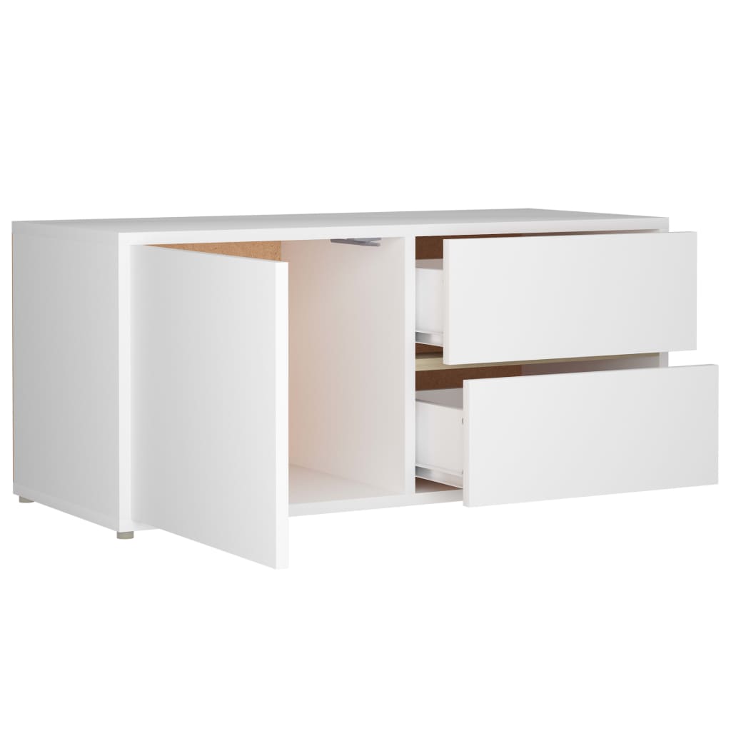 Meuble TV 80x34x36 cm ouvré en bois couleur chêne