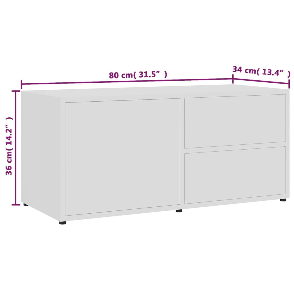 Meuble TV 80x34x36 cm ouvré en bois couleur chêne