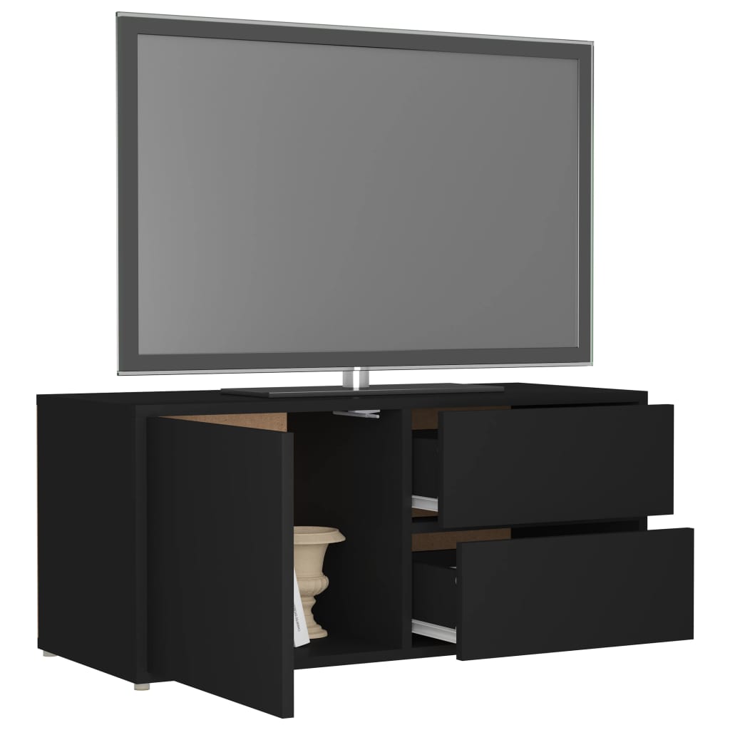 Meuble TV 80x34x36 cm ouvré en bois couleur chêne