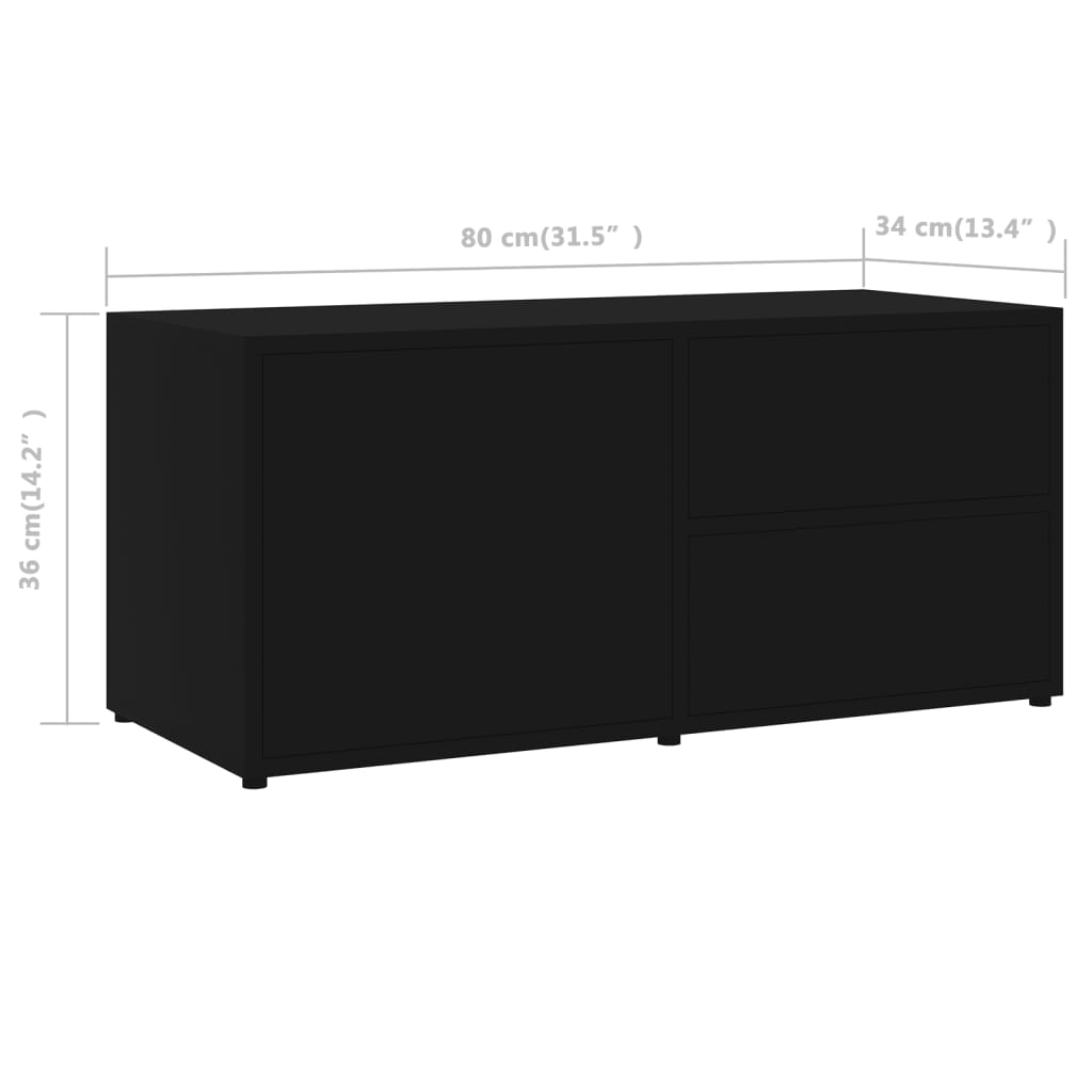 Meuble TV 80x34x36 cm ouvré en bois couleur chêne