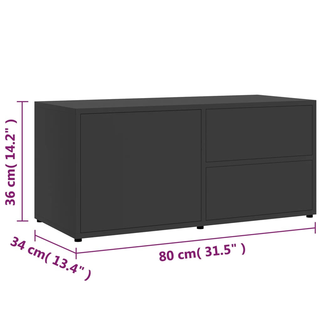 Meuble TV 80x34x36 cm ouvré en bois couleur chêne