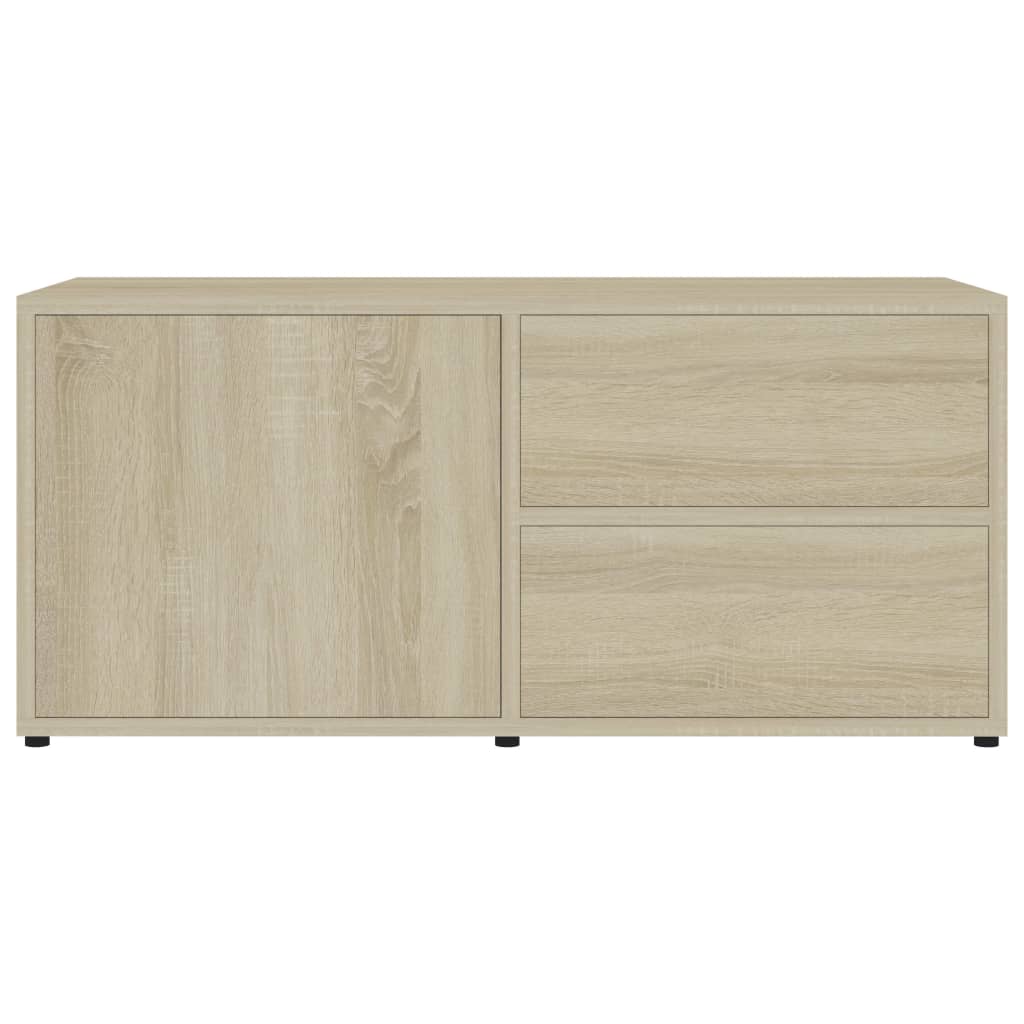 Meuble TV 80x34x36 cm ouvré en bois couleur chêne