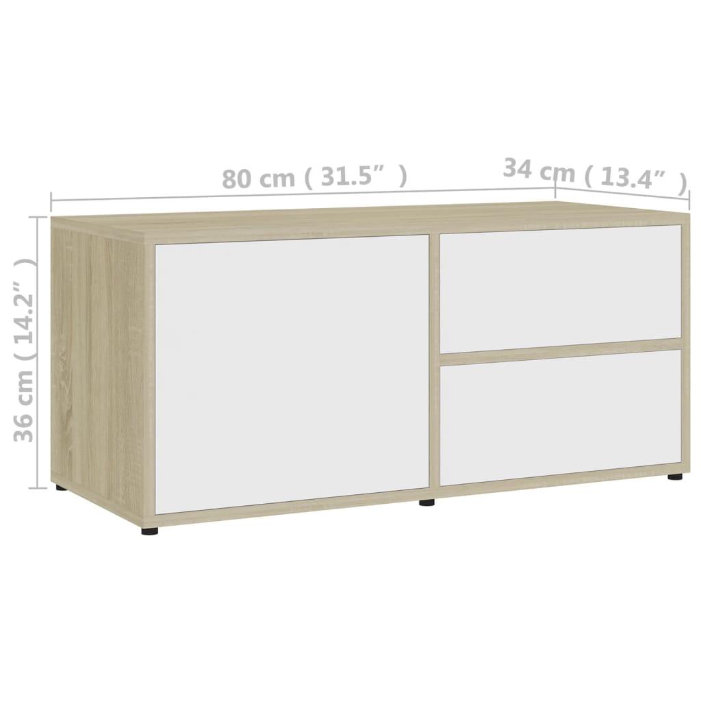 Tv-meubel 80x34x36 cm bewerkt hout eikenkleurig