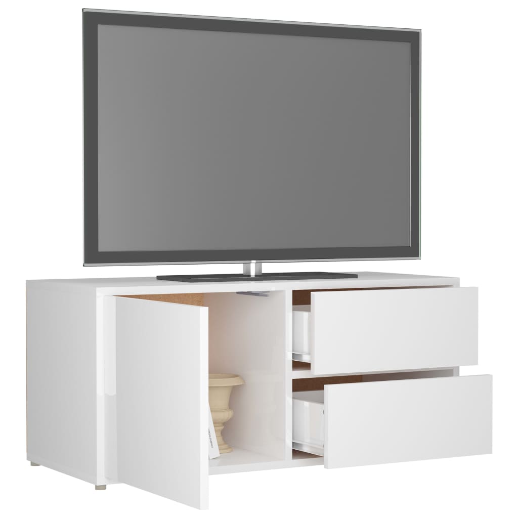 Meuble TV 80x34x36 cm ouvré en bois couleur chêne