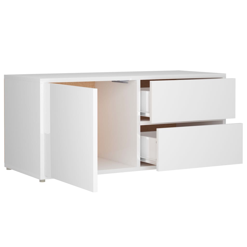 Meuble TV 80x34x36 cm ouvré en bois couleur chêne