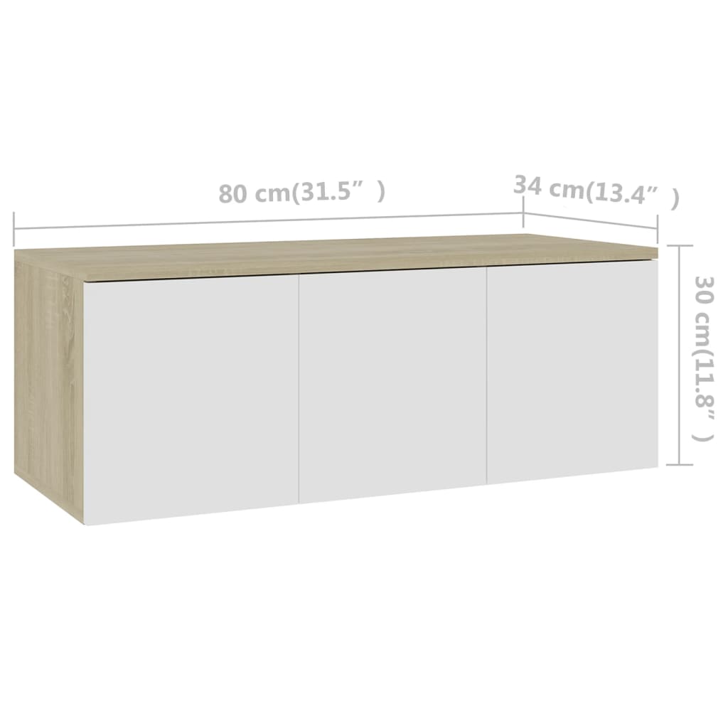 Tv-meubel 80x34x30 cm bewerkt hout