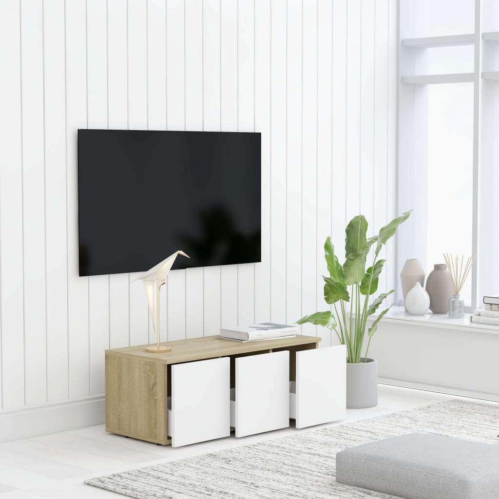 Tv-meubel 80x34x30 cm bewerkt hout