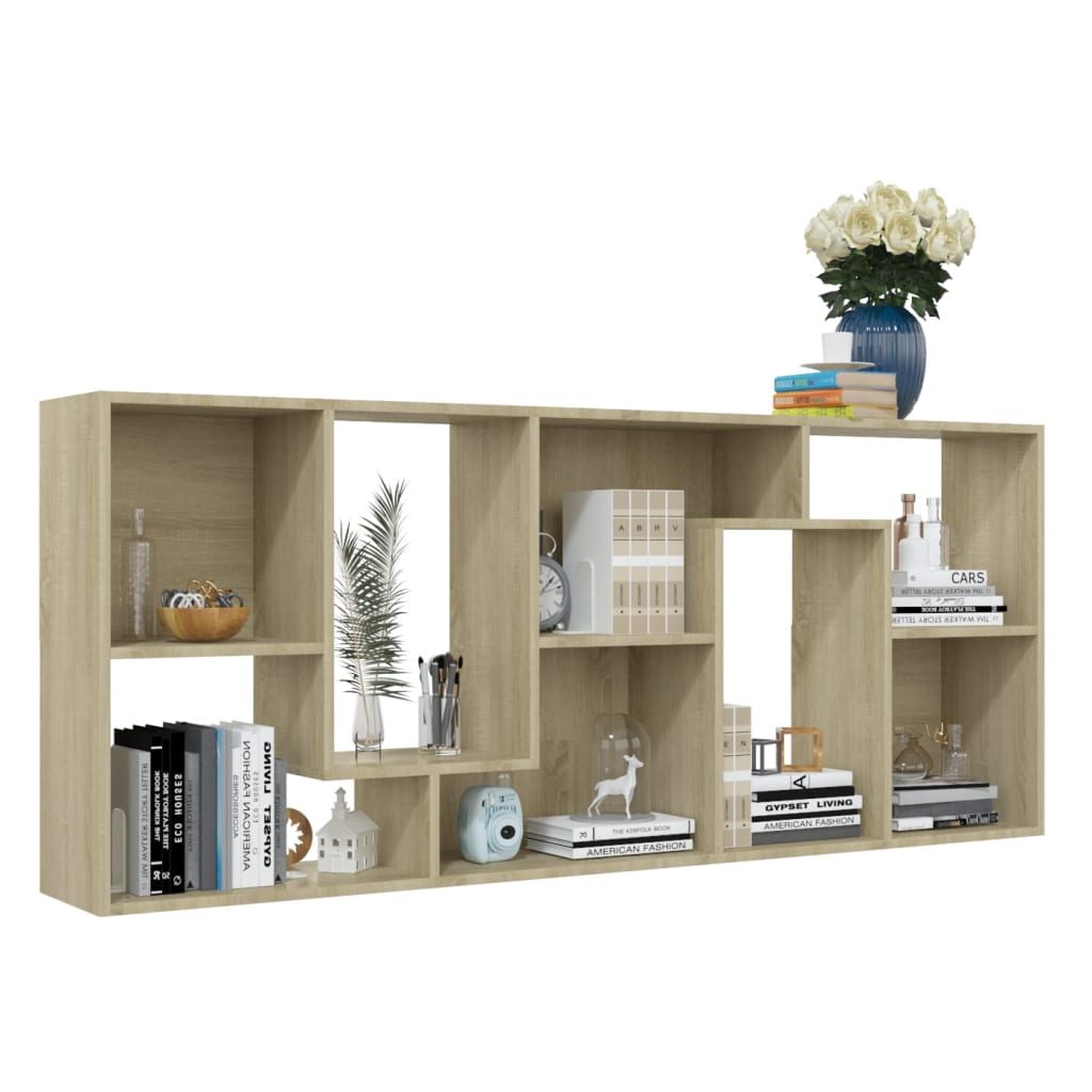 Boekenkast 67x24x161 cm bewerkt hout eikenkleurig