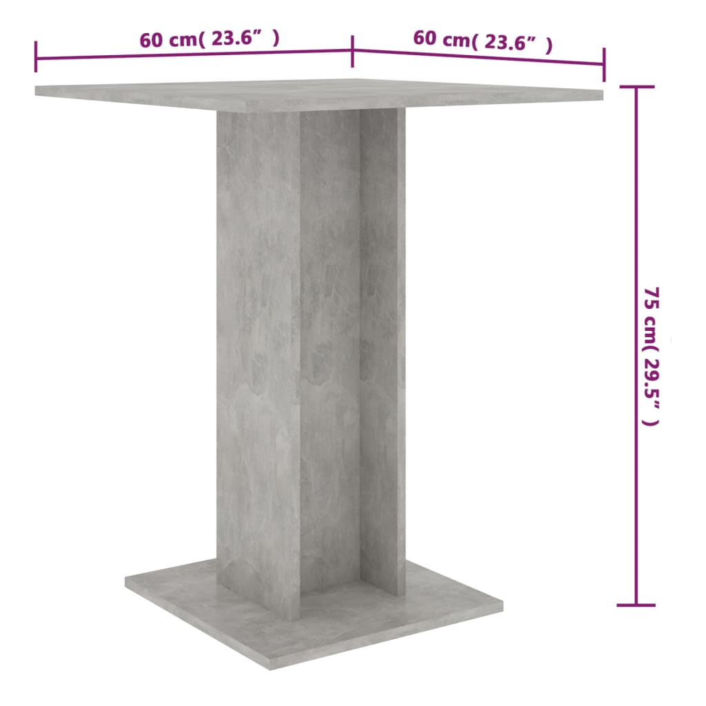 Table bistro 60x60x75 cm en bois travaillé