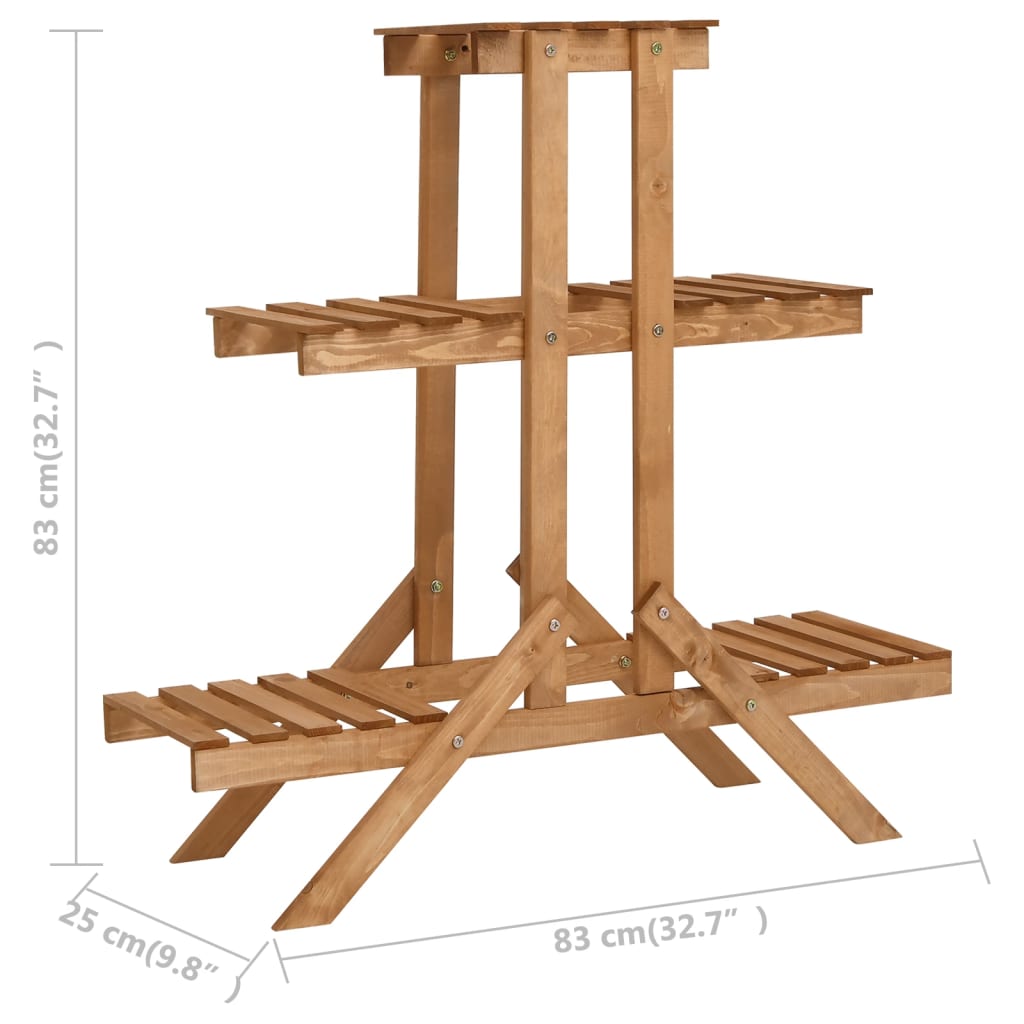 Support pour plantes 83x25x83 cm en bois d'épicéa