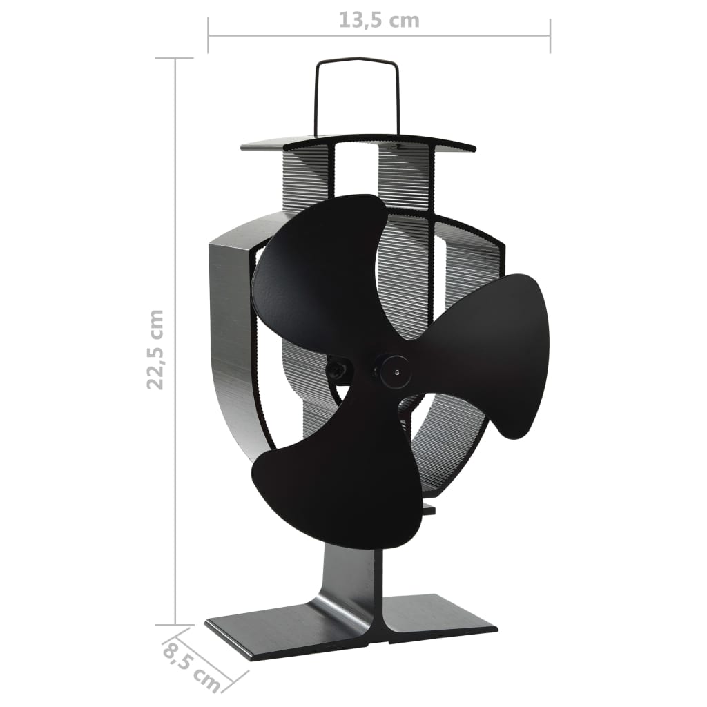 Kachelventilator met 4 vinnen zwart