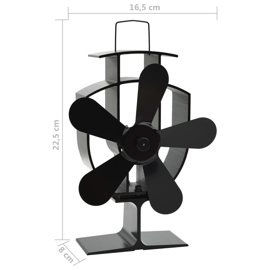 Kachelventilator met 4 vinnen zwart