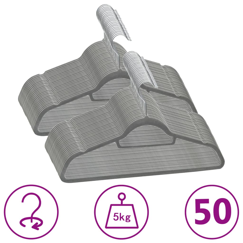 50-delige Kledinghangerset anti-slip fluweel