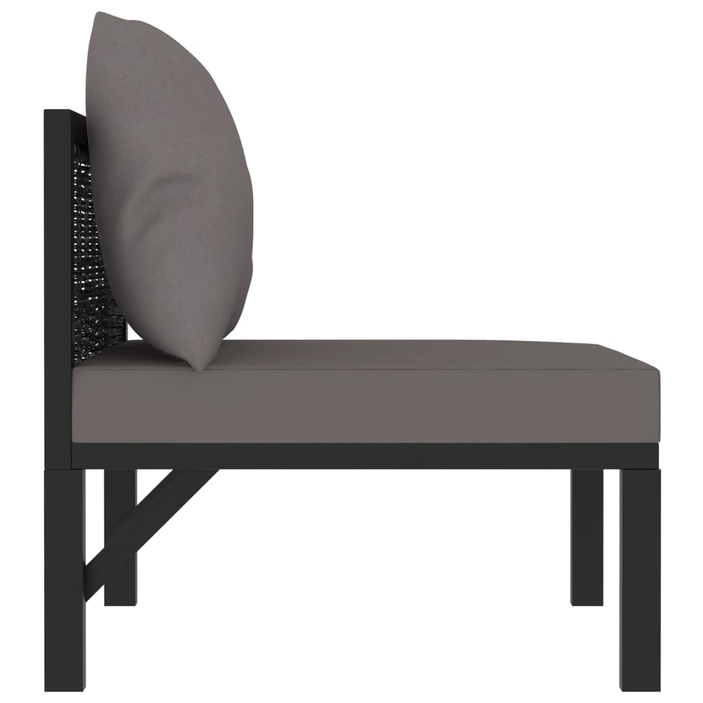 Canapé d'angle composable avec accoudoir gauche poly rotin anthracite