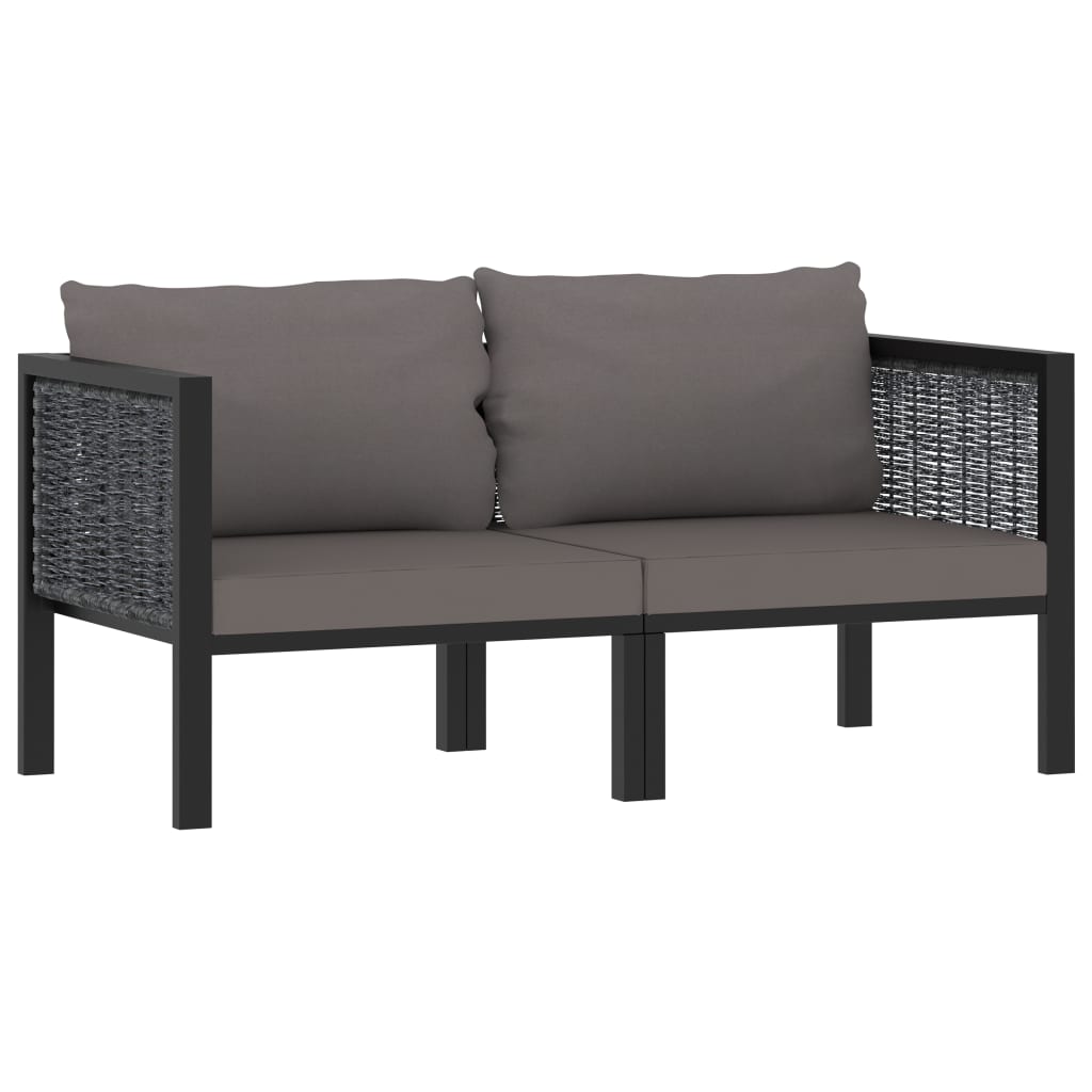 Ensemble lounge 8 pièces avec coussins poly rotin anthracite