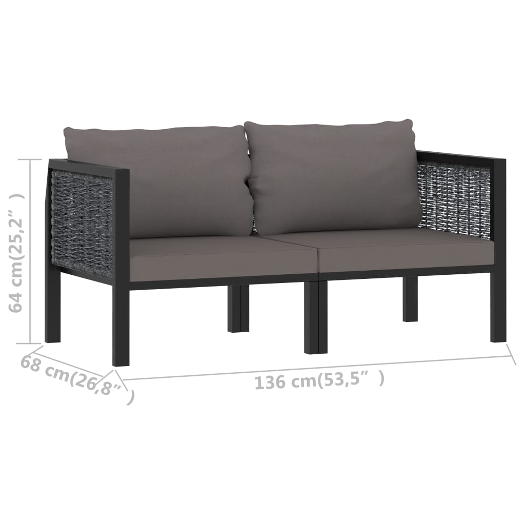 8-delige Loungeset met kussens poly rattan antraciet