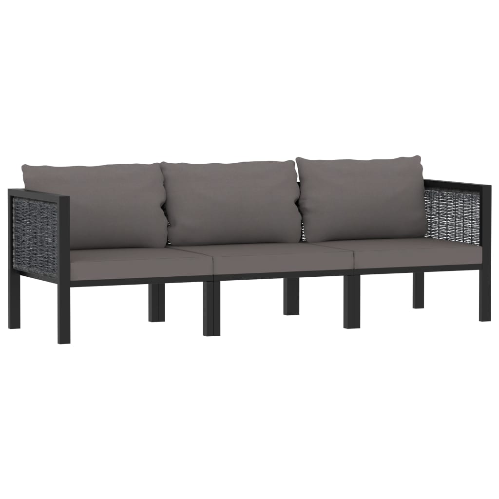 Ensemble lounge 8 pièces avec coussins poly rotin anthracite