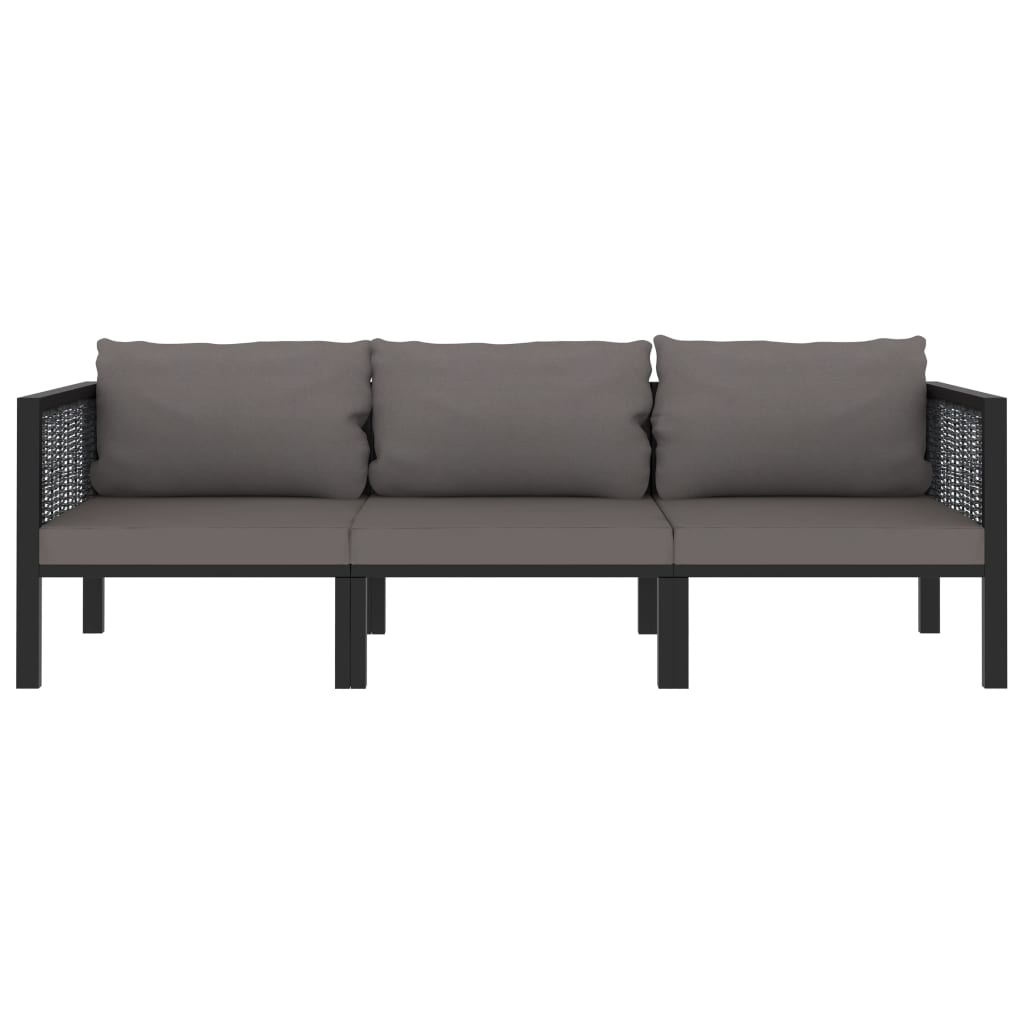 Ensemble lounge 8 pièces avec coussins poly rotin anthracite