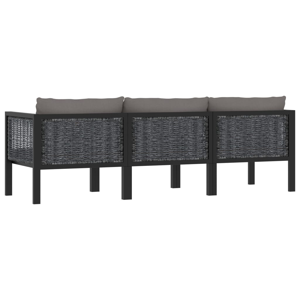 8-delige Loungeset met kussens poly rattan antraciet