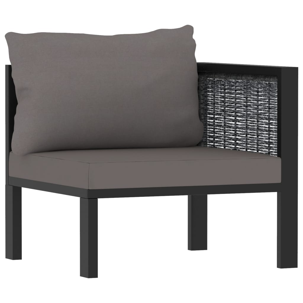 Ensemble lounge 8 pièces avec coussins poly rotin anthracite