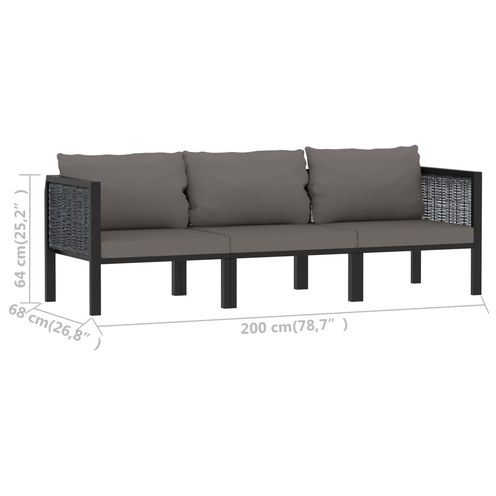 8-delige Loungeset met kussens poly rattan antraciet