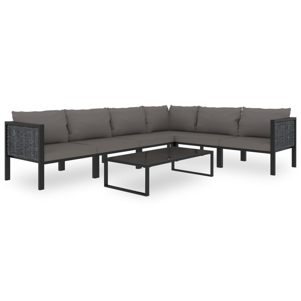 Ensemble lounge 8 pièces avec coussins poly rotin anthracite