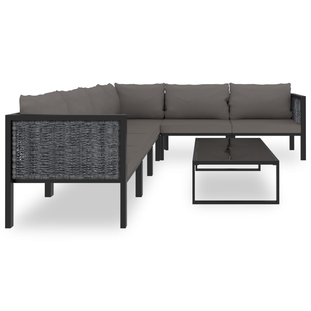 8-delige Loungeset met kussens poly rattan antraciet